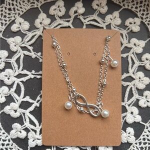 Elegant Silver Infinity Anklet with Pearls
